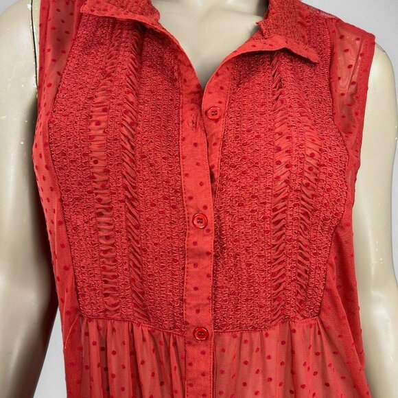 Anthropologie Large‎ Luella Sheer Swiss Dot Tunic Blouse Vanessa Virginia - Picture 5 of 8